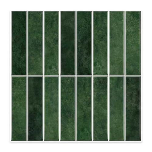 GlowIntell 10pcs Green Peel and Stick Backsplash for Kitchen, 12” x 12” Self Adhesive Subway Tiles for wall Stick on Backsplash for Bathroom, RV | Amazon (US)