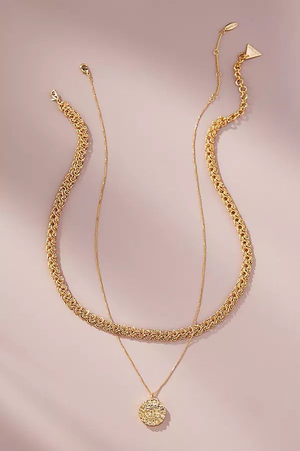 Layered Coin & Braided Chain Necklaces, Set of 2 By By Anthropologie in Gold | Anthropologie (US)