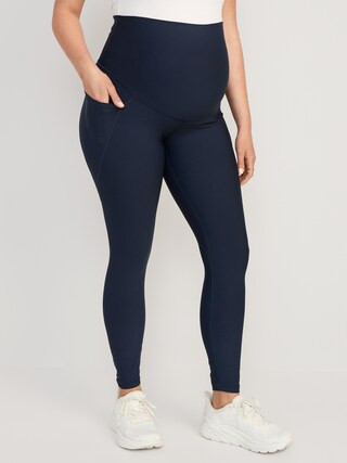 Maternity Full-Panel PowerSoft Side-Pocket 7/8-Length Leggings | Old Navy (US)