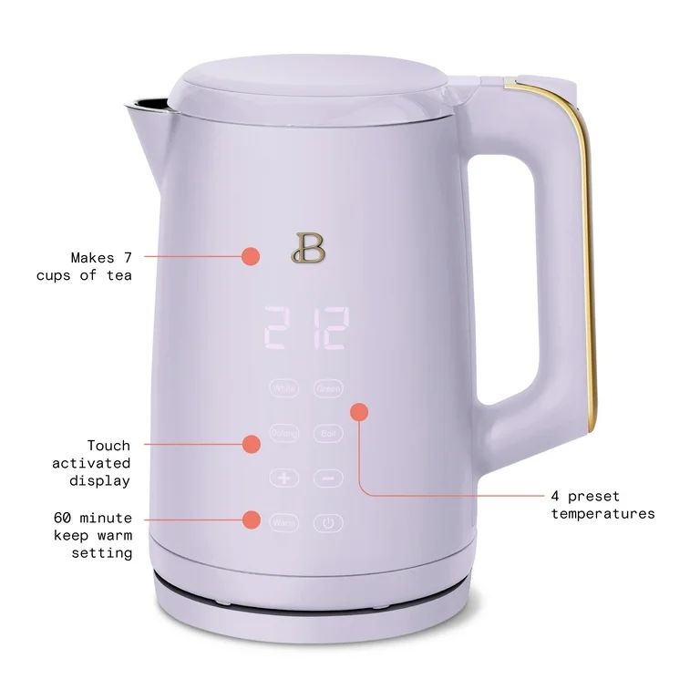 Beautiful 1.7-Liter Electric Kettle 1500 W with One-Touch Activation, Lavender by Drew Barrymore | Walmart (US)