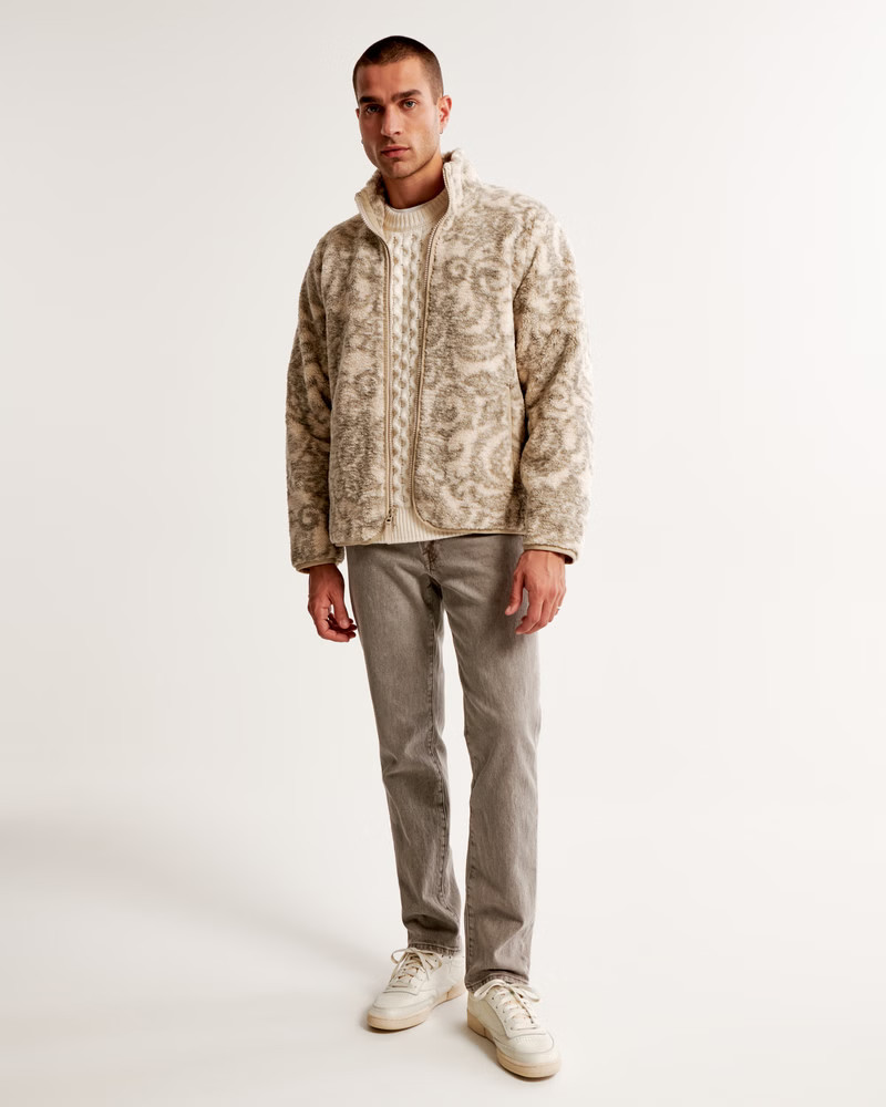 Pattern Sherpa Full-Zip Jacket | Abercrombie & Fitch (US)