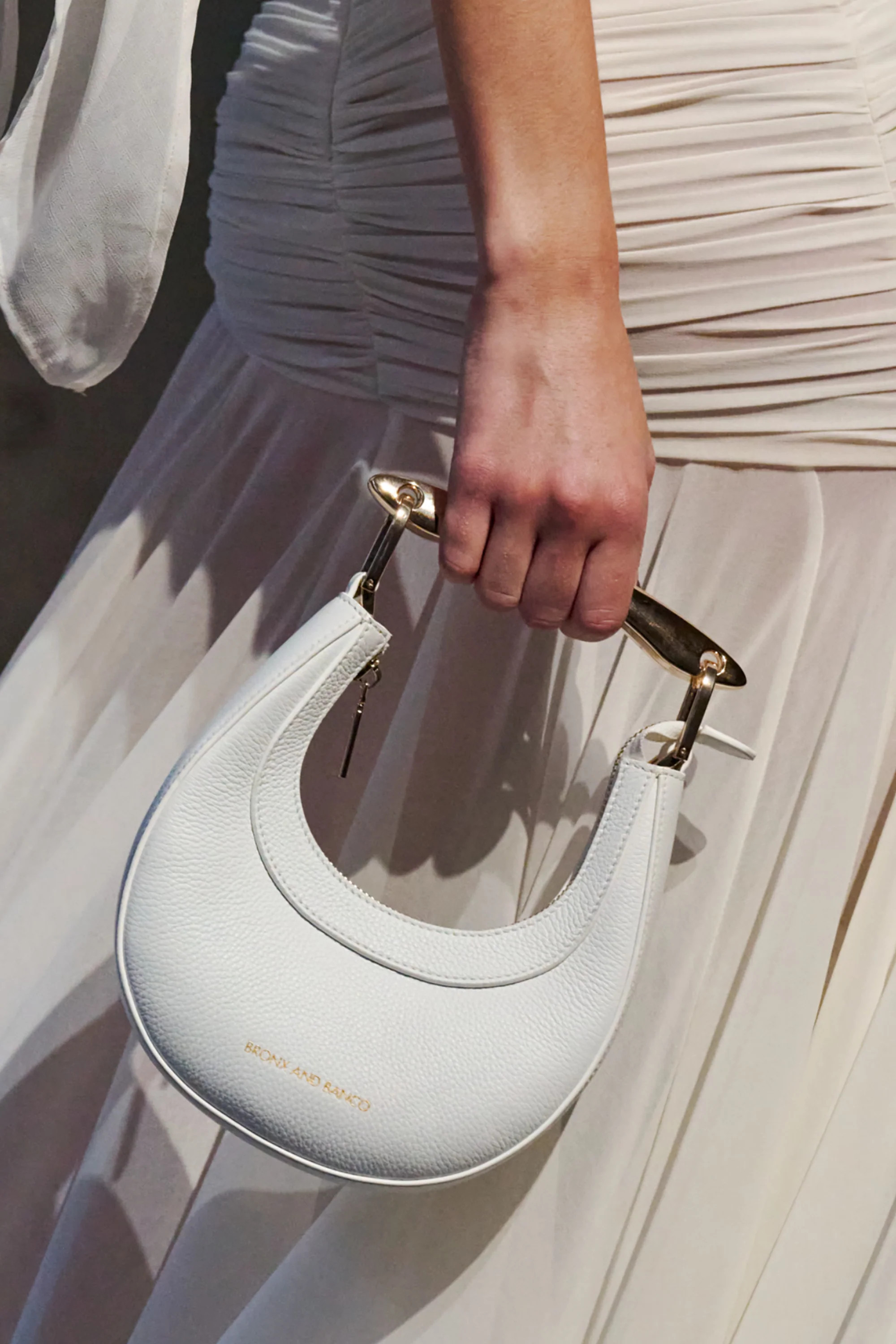 Cecile Mini Bag in White Pebbled Leather | Bronx and Banco