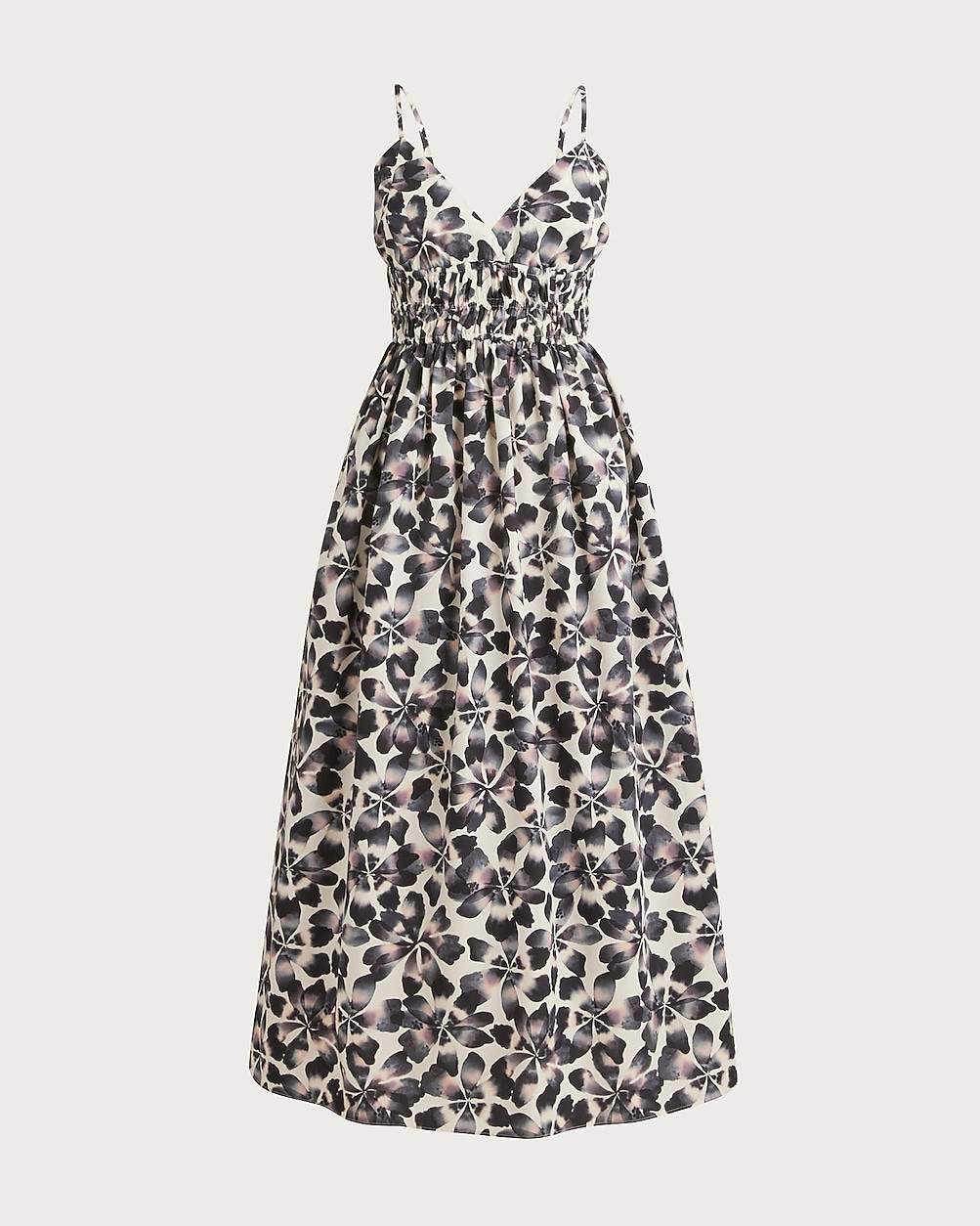 Smocked-waist V-neck dress in floral print | J. Crew US