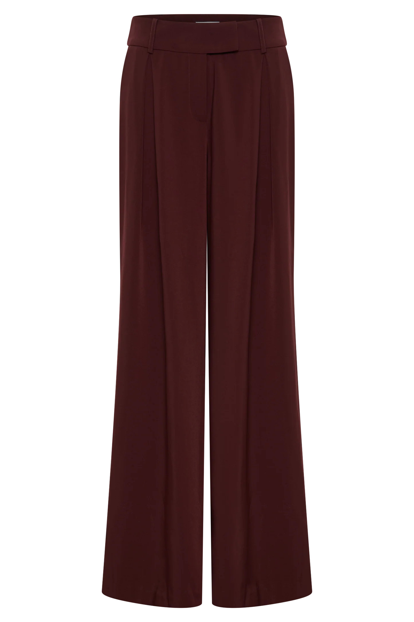 Jacqueline Pleated Wide Leg Pants - Mahogany | MESHKI US