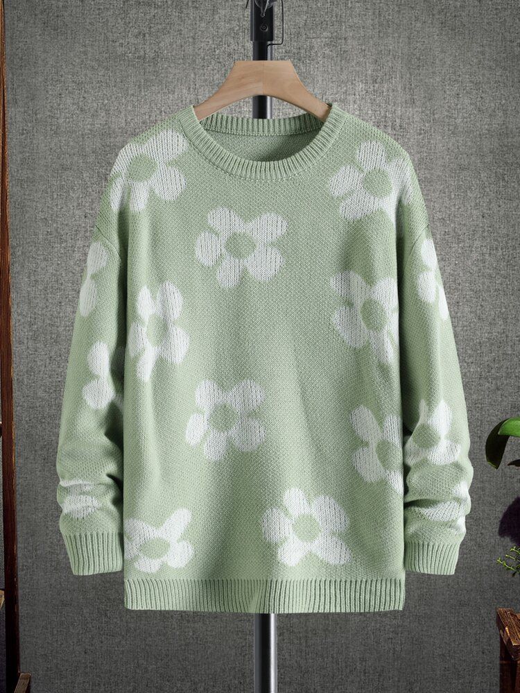 Men Floral Pattern Drop Shoulder Sweater | SHEIN