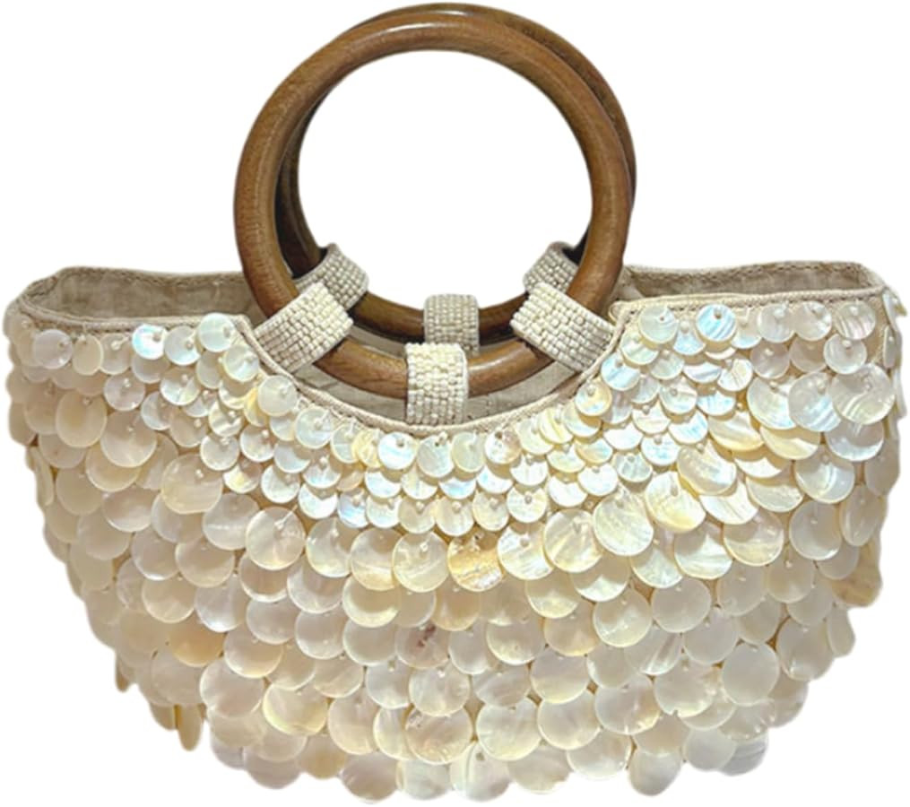 Beach Purse,Beaded Bag,Shell Bag,Handmade Shell Purse for Women, Luxury Beach & Evening Handbag f... | Amazon (US)