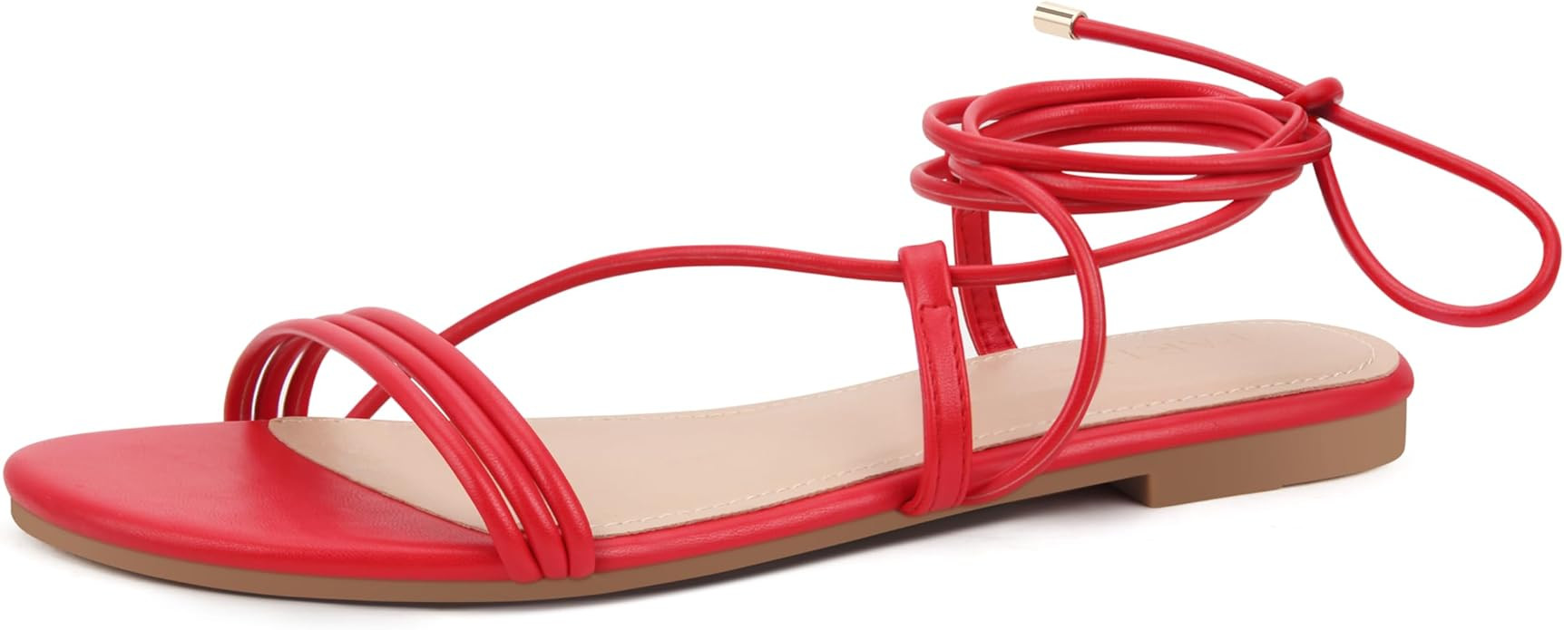 PARTY Women's Strappy Sandals Lace Up Flats Tie Up Open Toe Ankle Strap Shoes | Amazon (US)