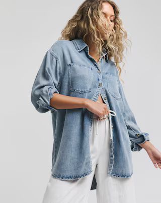 Light Blue Lightweight Oversized Shirt | Simply Be | Simply Be (UK)