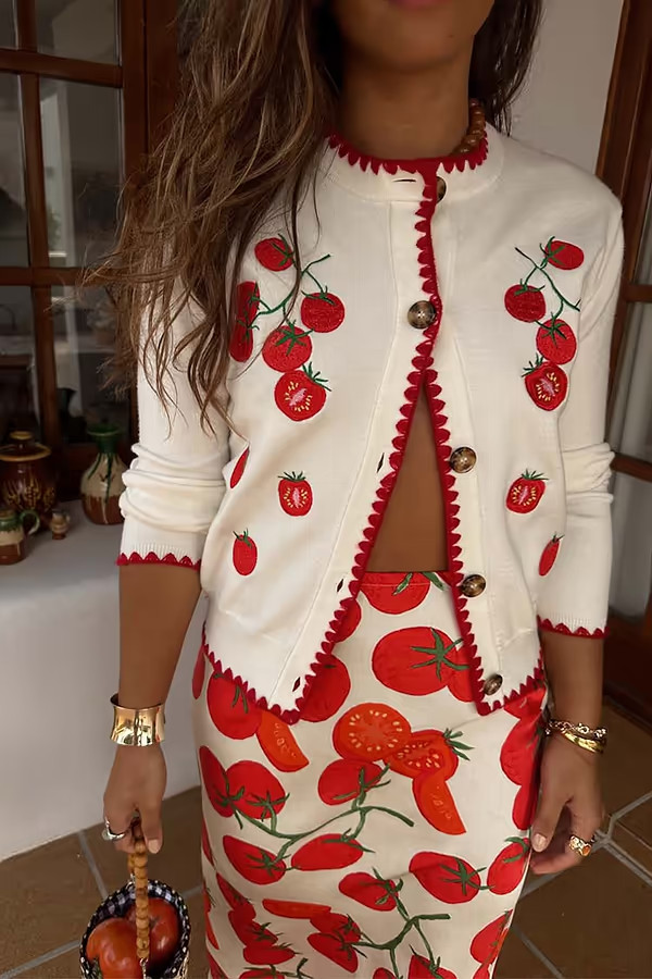 Tomato Embroidered Cardi | Never Fully Dressed (UK & IE)