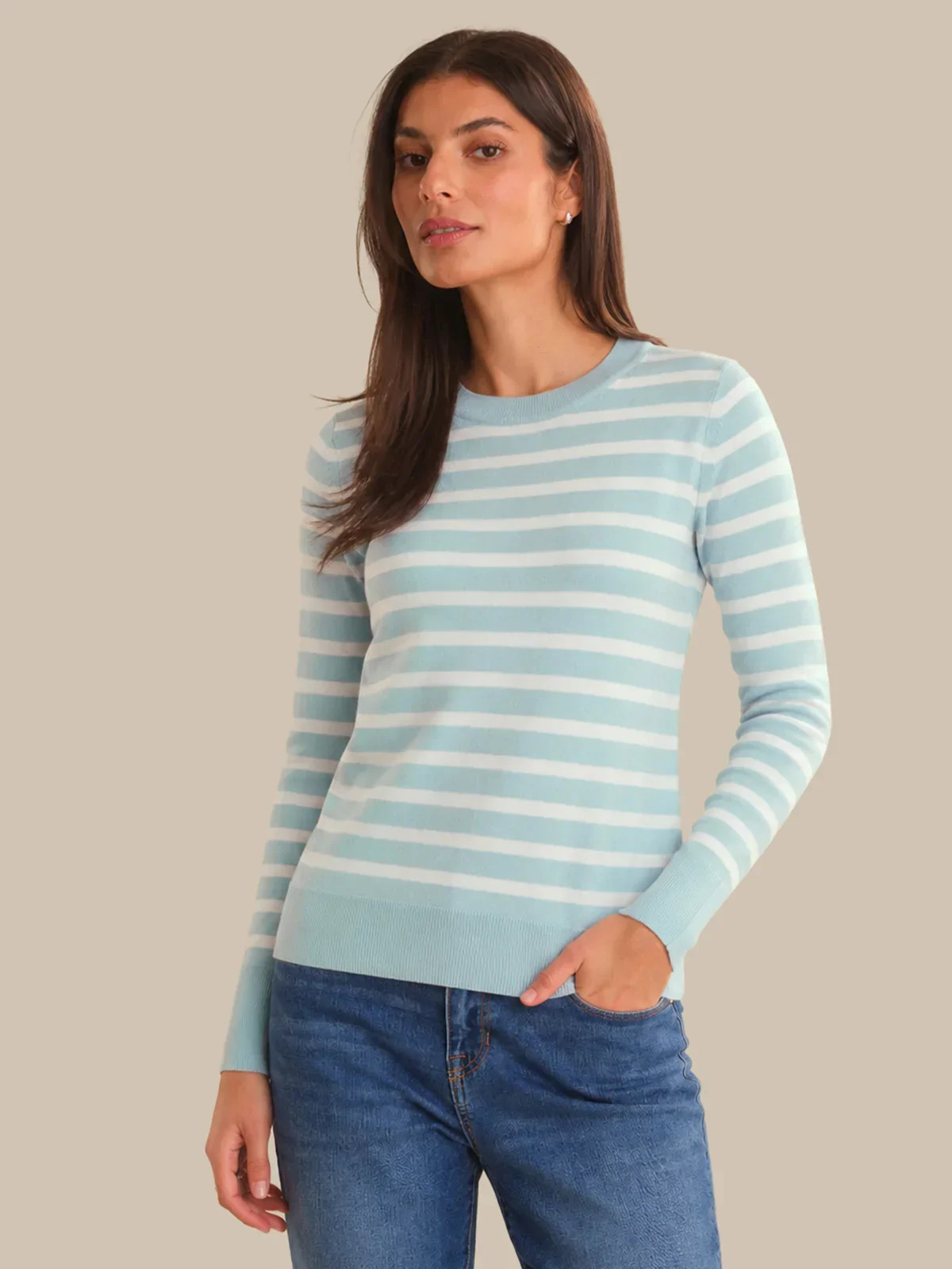 89th & Madison Stripe Crewneck Long Sleeve Pullover | 89th + Madison