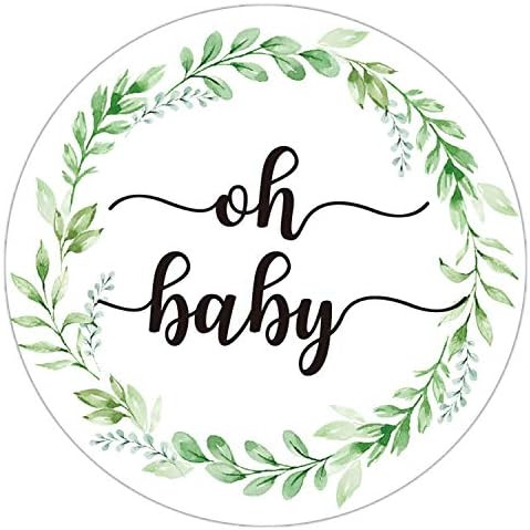 50 Pcs Greenery Baby Shower Thank You Labels, 2 Inch Oh Baby Stickers, Baby Gender Neutral Sticke... | Amazon (US)
