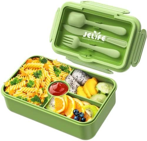 Jelife Bento Boxes for Kids Lunch- Large Bento-Style Leakproof with 4 Compartments Food Storage C... | Amazon (US)
