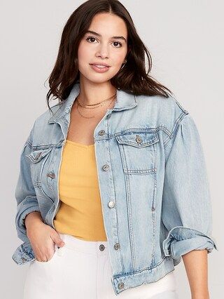 Puff-Sleeve Classic Non-Stretch Jean Jacket for Women | Old Navy (US)