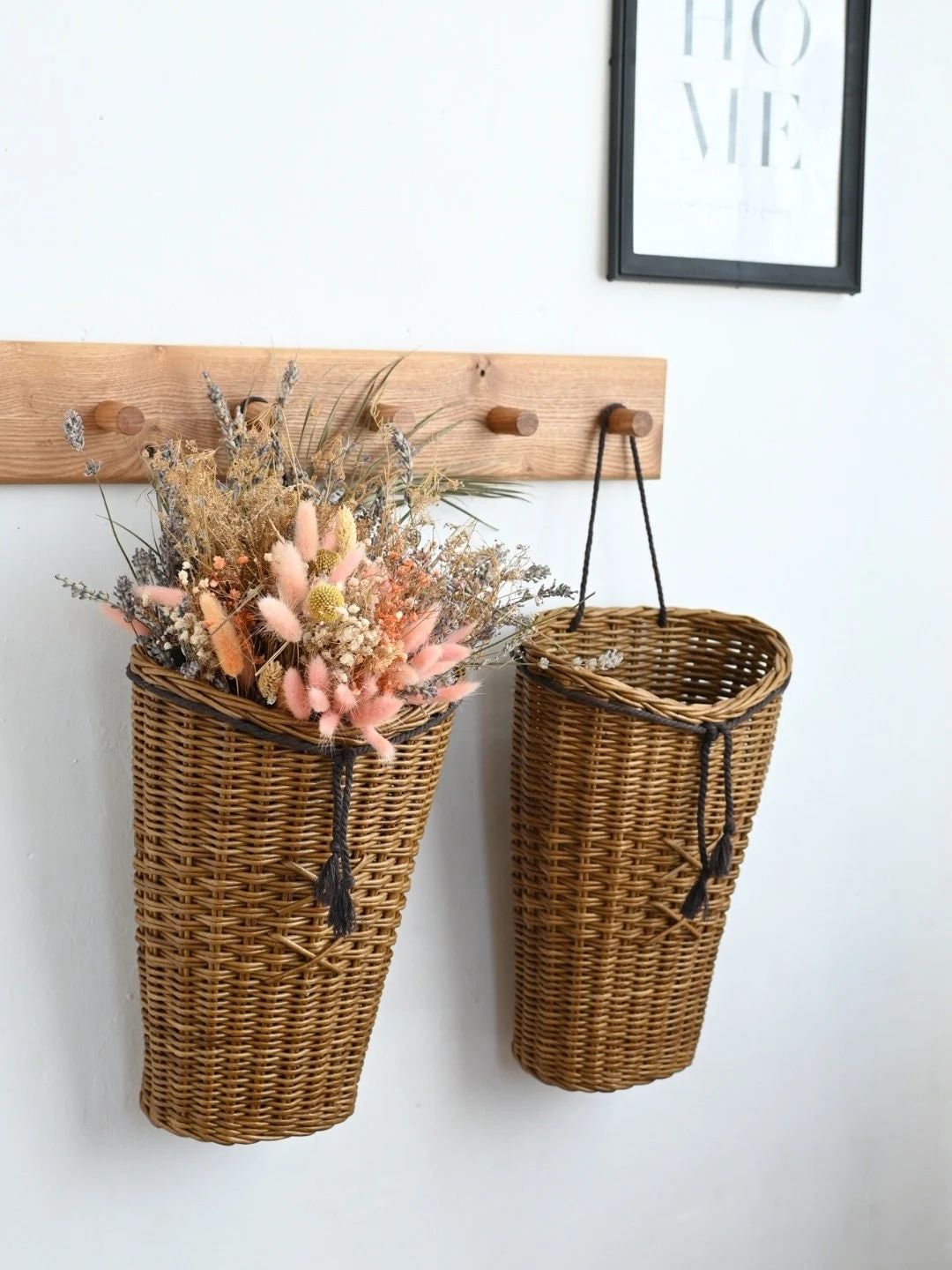 Set of 2 Door Baskets, Door Flower Basket, Door Hanging Basket, Wicker door basket, Wall Hanging ... | Etsy (US)