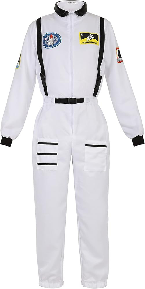 Women's Astronaut Spaceman Costume Adult Coverall Air Force Flight Jumpsuit Halloween Dress Up Pa... | Amazon (US)