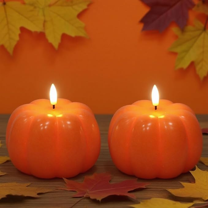 Wondise Fall Decorations Flameless Wax Pumpkin Candles with 6H Timer, Orange Battery Operated LED... | Amazon (US)