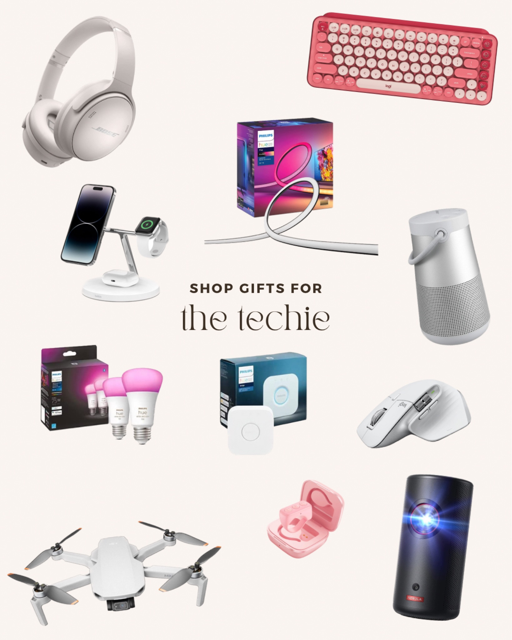 gifts for the tech obsessed person in ur life. shop wifi controlled lighting, drones, projectors, and headphones. aesthetic tech gifts for a variety of budgets.

#LTKHoliday #LTKCyberweek #LTKGiftGuide