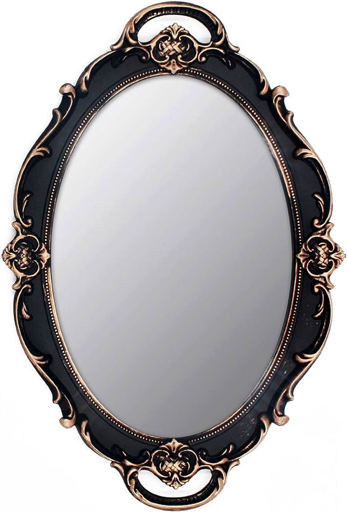 YCHMIR Vintage Mirror Small Wall Mirror Hanging Mirror 14.5 x 10 inchs Oval Brown | Amazon (US)