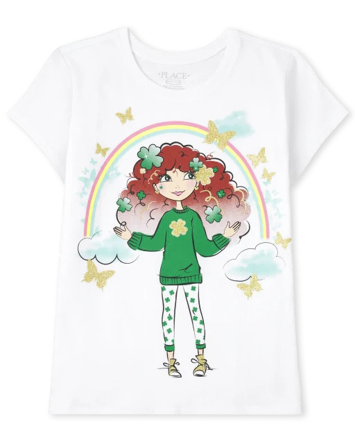 Girls St. Patrick's Day Girl Graphic Tee - white | The Children's Place