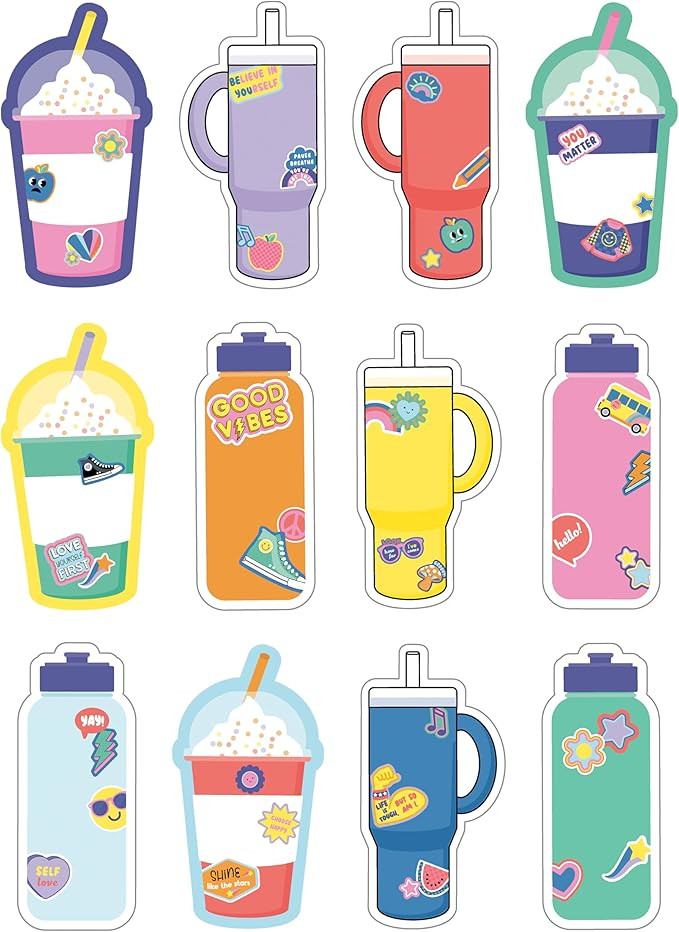 Carson Dellosa We Stick Together 36 Cups and Water Bottles Cutouts, Colorful Water Bottle and Cup... | Amazon (US)