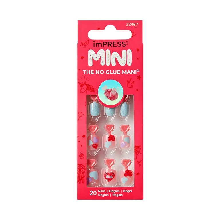 KISS imPRESS MINI Valentine’s Day Press On Nails, Awesome, Pink Squoval, 30 Count | Walmart (US)