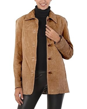 BGSD Women Anna Suede Leather Car Coat (Also available in Plus Size & Petite) | Amazon (US)