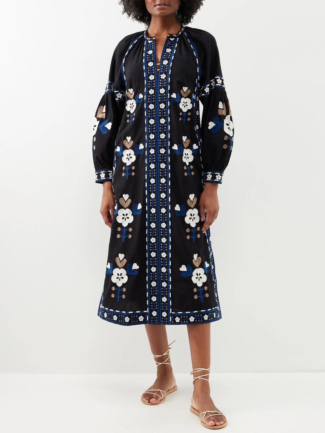 Shaina embroidered cotton-blend midi dress | Matches (US)
