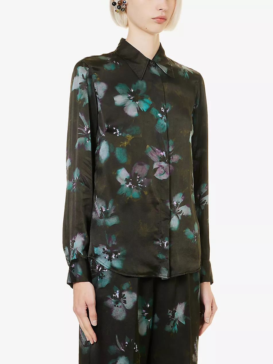 Floral-print regular-fit silk shirt | Selfridges