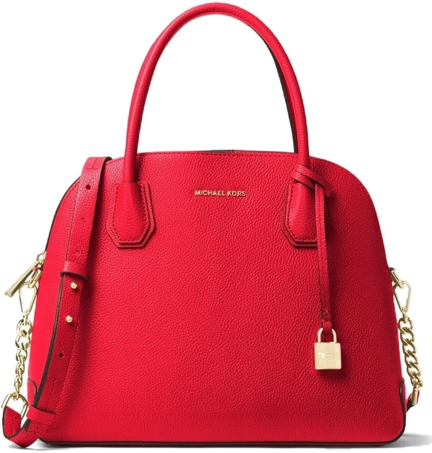 Michael Kors Studio Mercer Large Leather Dome Satchel in Dark Sangria | Amazon (US)