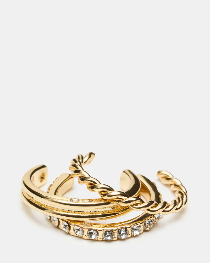 EMBELLISHED Gold Rhinestone Textured Women's Toe Ring Set | Steve Madden (US)