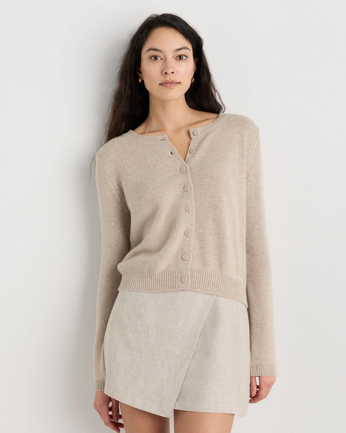 Mongolian Cashmere Cropped Crew Cardigan | Quince