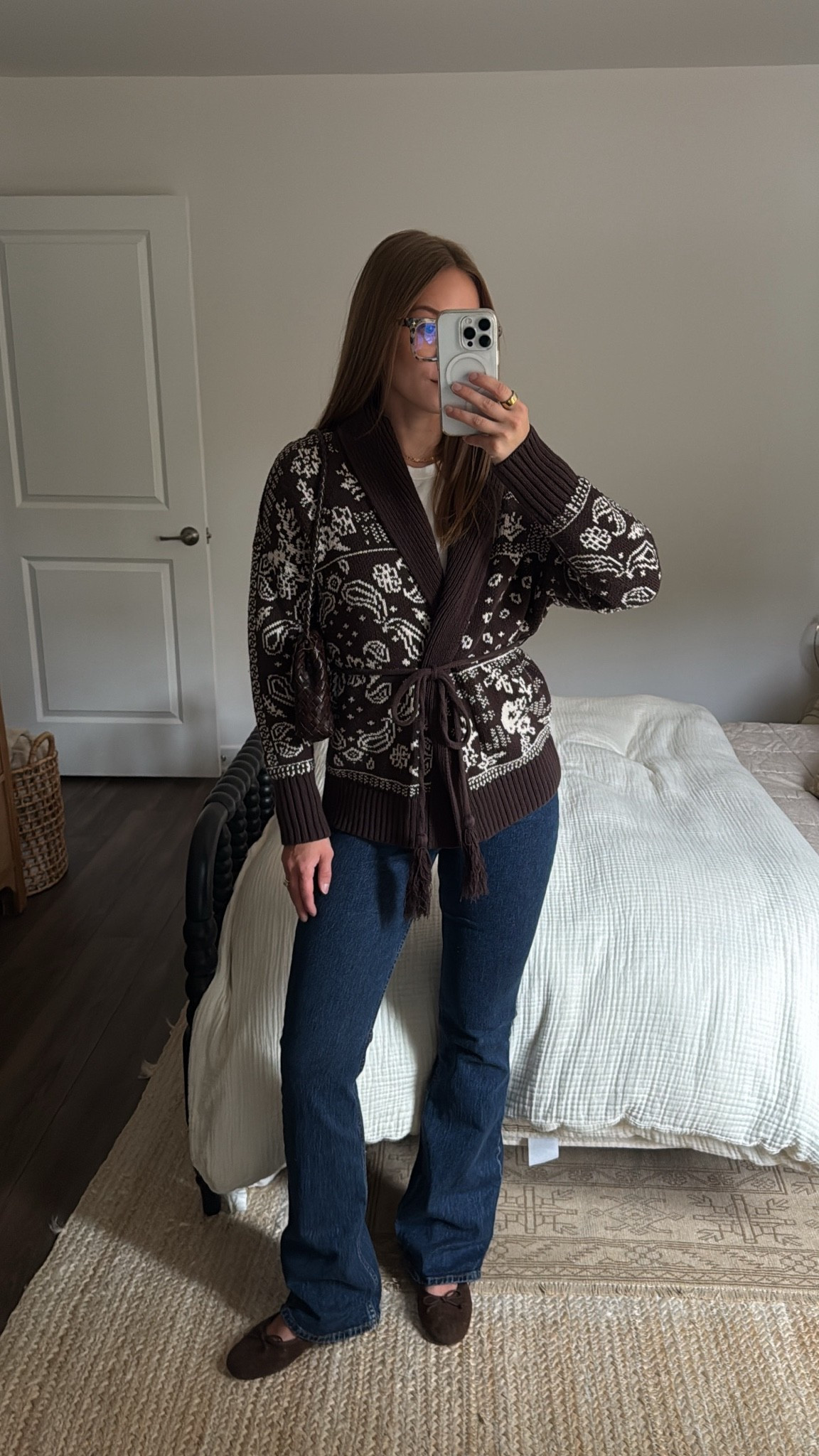 9/30/26 Easy Fall Outfit + Suede Flats 🤎

An easy everyday fall outfit 🤎 Styling these brown suede Steve Madden ballet flats with my Abercrombie dark wash bootcut jeans + an Abercrombie cardigan layered over a basic white tank.
Finished with my Amazon blue light glasses + older Loeffler Randall bag. Simple, comfortable + exactly the kind of outfit I’ll repeat all fall 🍂 Linking everything I can here!

#LTKootd #LTKgrwm #LTKSeasonal