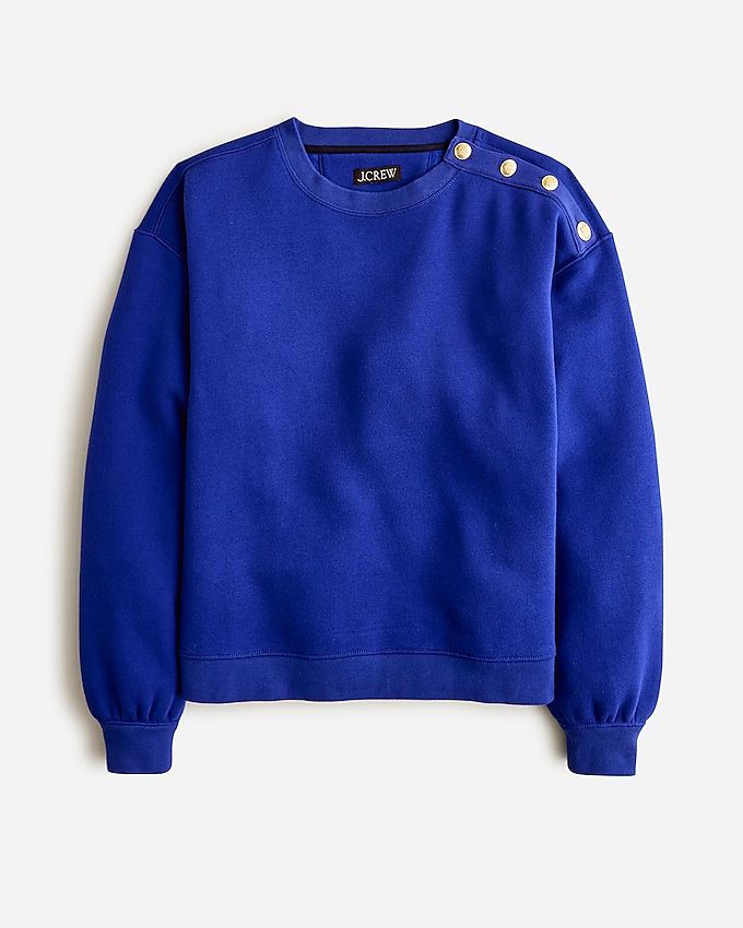 Heritage fleece cropped sweatshirt with buttons | J.Crew US