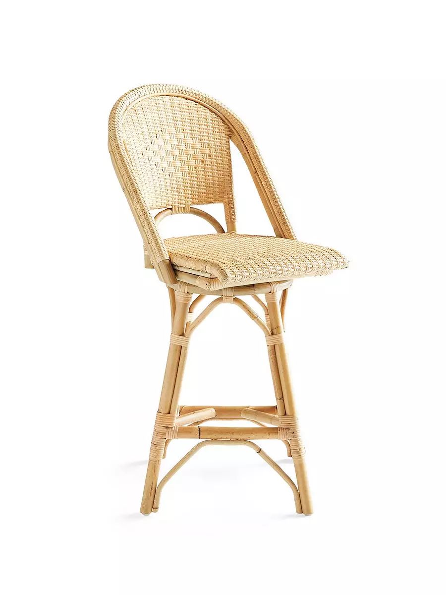 Sunwashed Riviera Rattan Swivel Counter Stool | Serena and Lily