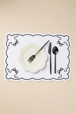 Benedita Bow Cotton Embroidered Placemat | Anthropologie (US)