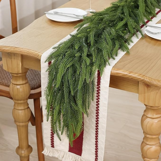 Christmas Norfolk Pine Garlands - 9ft Artificial Garland Faux Green Fake Pine Needles Garland for... | Amazon (US)