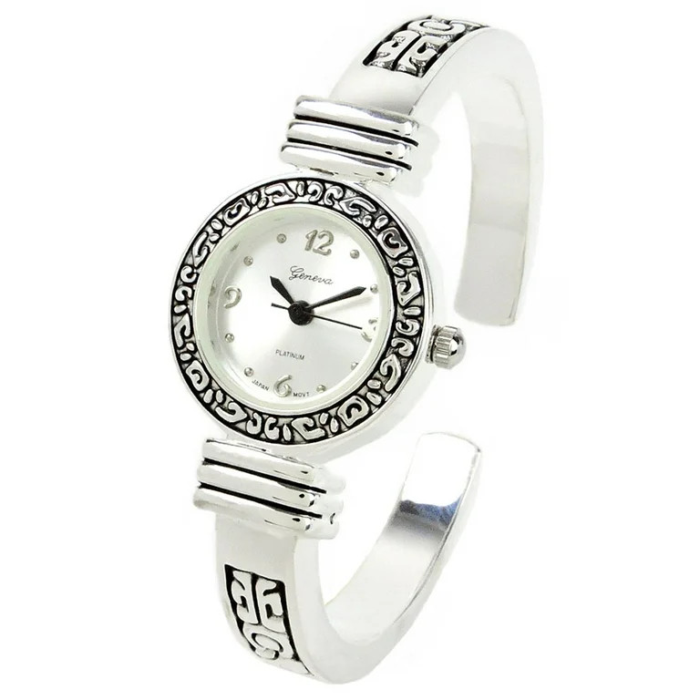 Silver Western Style Decorated Bangle Cuff Watch for Women | Walmart (US)