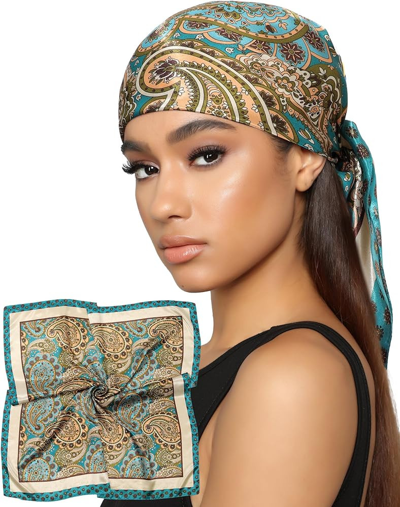 AWAYTR 35” Satin Head Scarf for Women Like Silk Scarf for Hair Scarf Satin Hair Bandana Women H... | Amazon (US)