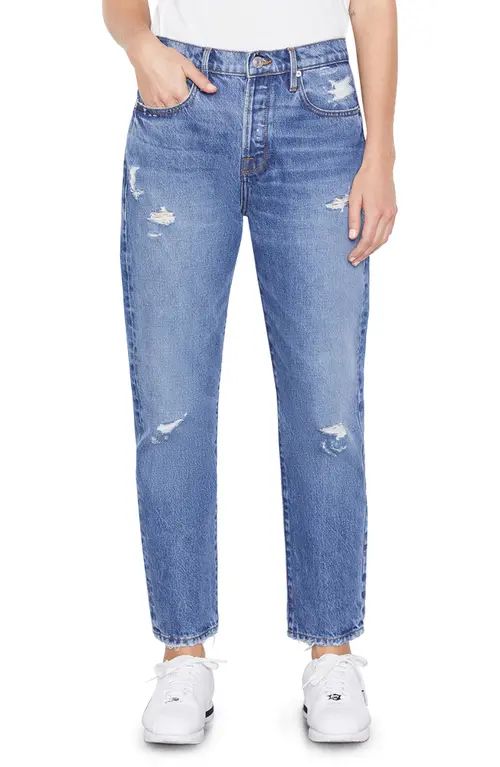 FRAME Le Original Ripped High Waist Crop Jeans in Patina at Nordstrom, Size 25 | Nordstrom