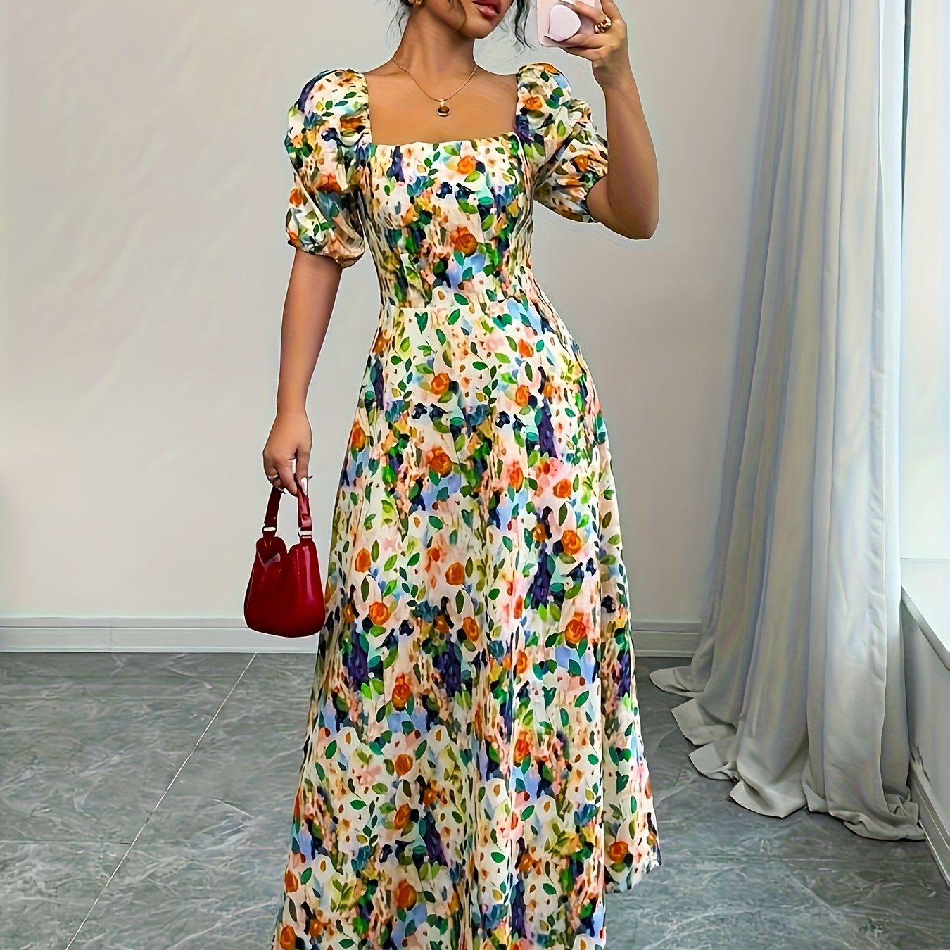 women's floral   neck dress lightweight polyester - Temu Canada | Temu Affiliate Program