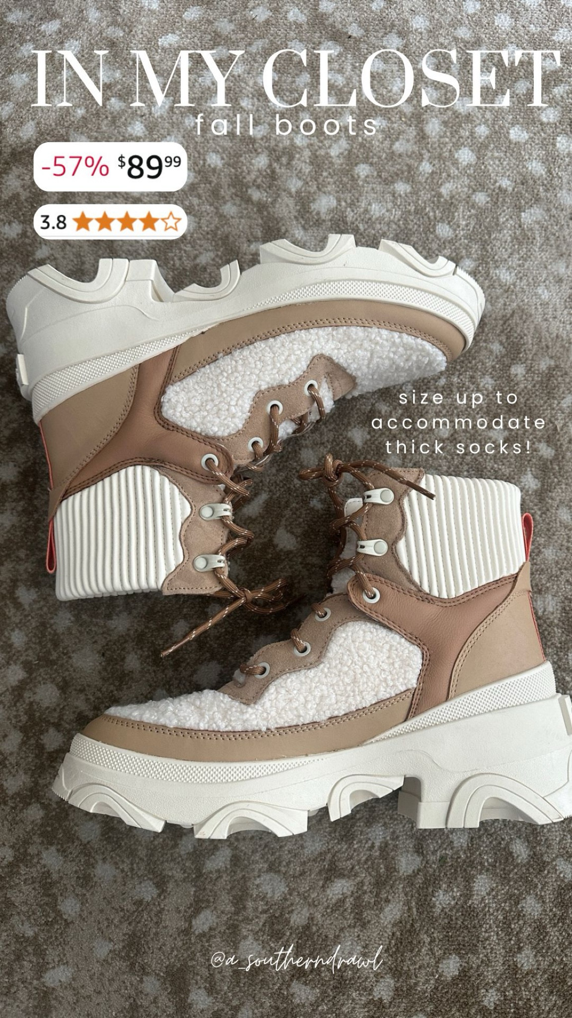 The CUTEST shoes for fall🙌🏽✨🤎 size up to accommodate thicker socks!

fall finds, footwear, boots, fall fashion, Amazon finds, sorel boots , hiking boots, Grace White, A Southern Drawl

#LTKFindsUnder100 #LTKSeasonal #LTKShoeCrush
