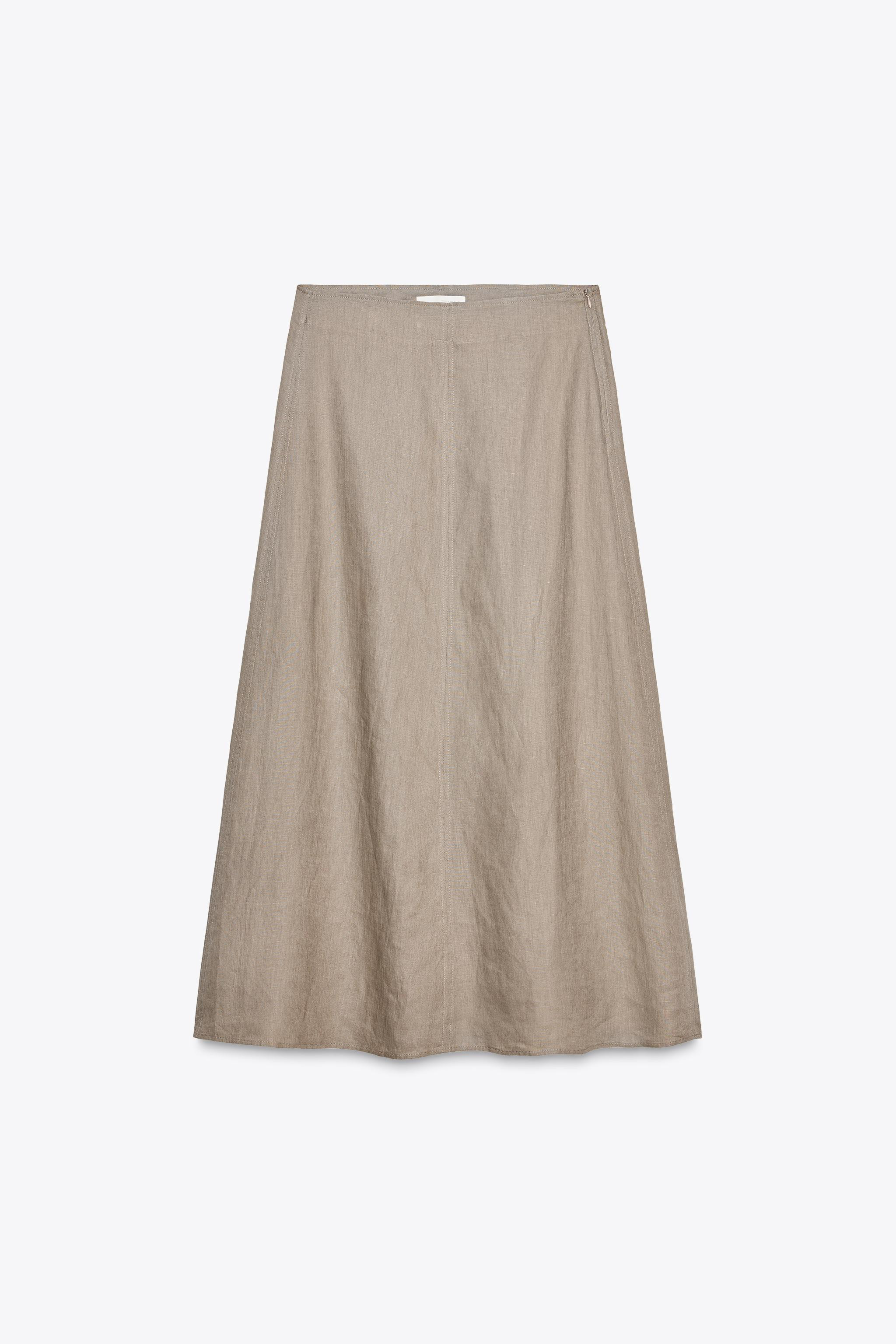 ZW COLLECTION 100% LINEN MIDI SKIRT | Zara UK
