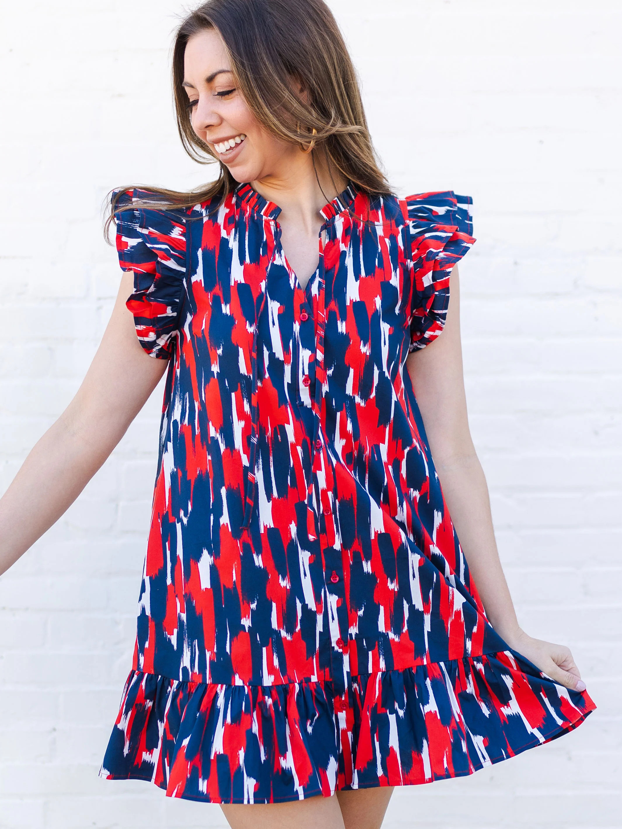 Abby Dress | Confetti Crush Red + Blue | Michelle McDowell
