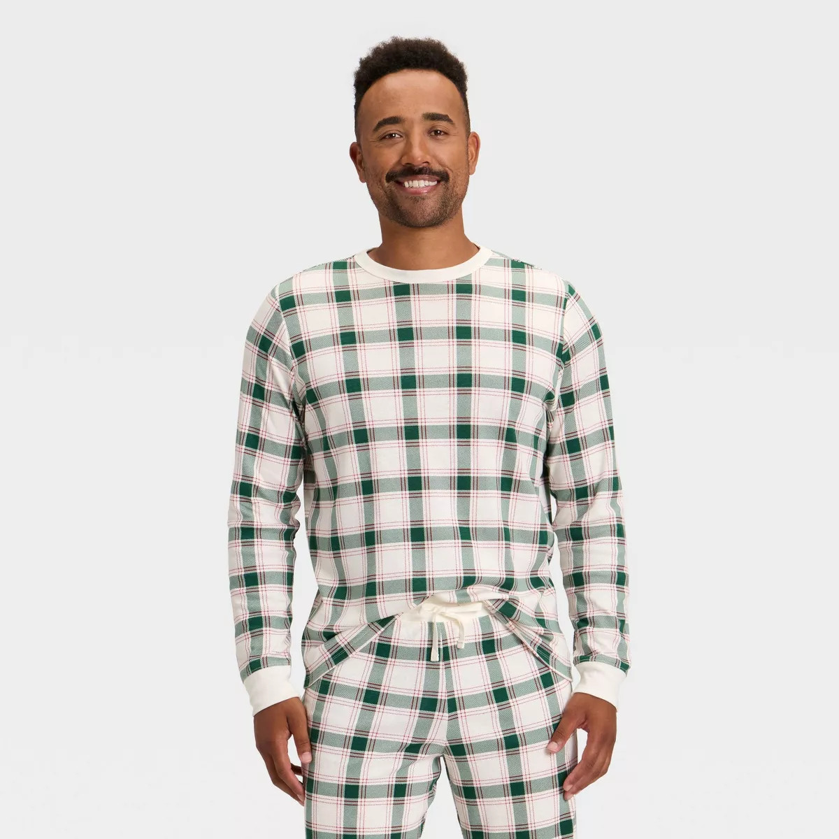 Men’s Big & Tall Plaid Ribbed Long Sleeve Holiday Matching Family Pajama Shirt - Wondershop™ ... | Target
