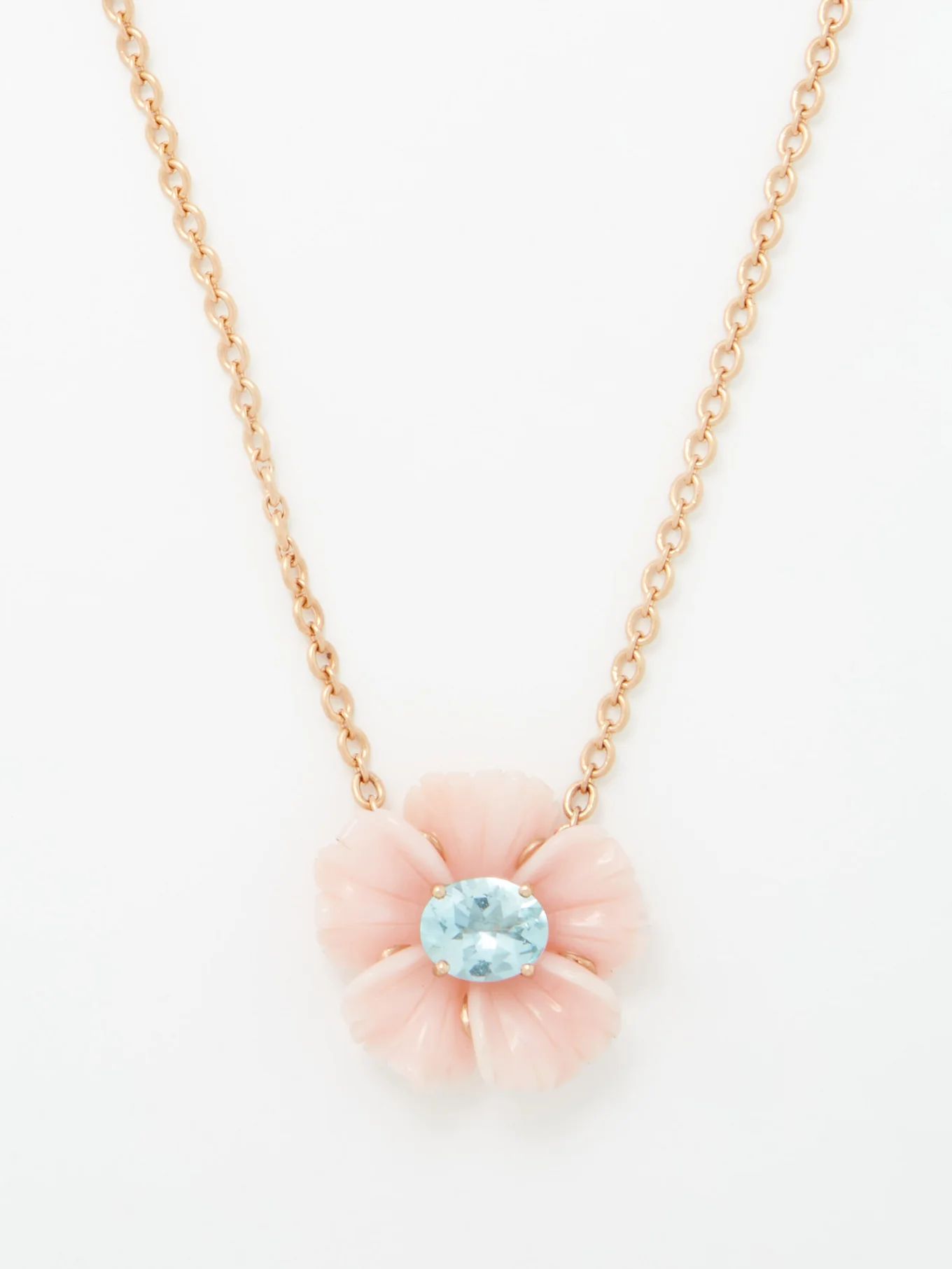 Tropical Flower opal, aquamarine & gold necklace | Matches (US)