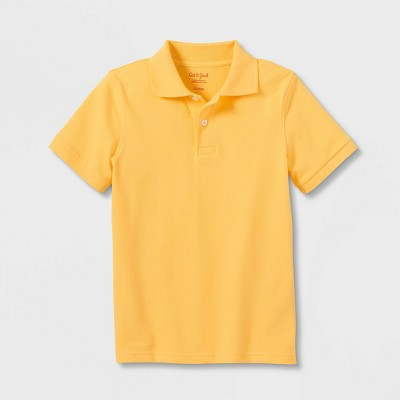 Boys' Short Sleeve Pique Uniform Polo Shirt - Cat & Jack™ Yellow L | Target