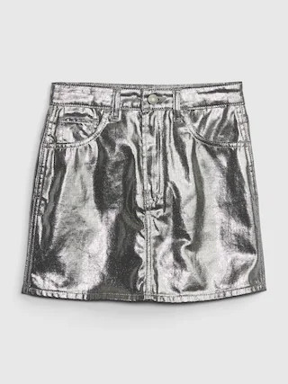 Kids Metallic Denim Mini Skirt | Gap (US)