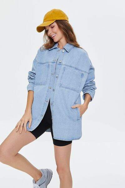 Denim Dolphin-Hem Shacket | Forever 21