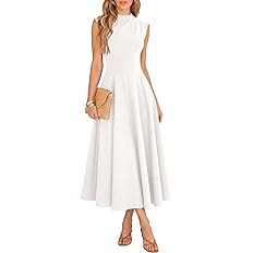 BTFBM Summer Dresses for Women 2026 Mock Neck Sleeveless High Waist Flowy Aline Maxi Spring Weddi... | Amazon (US)
