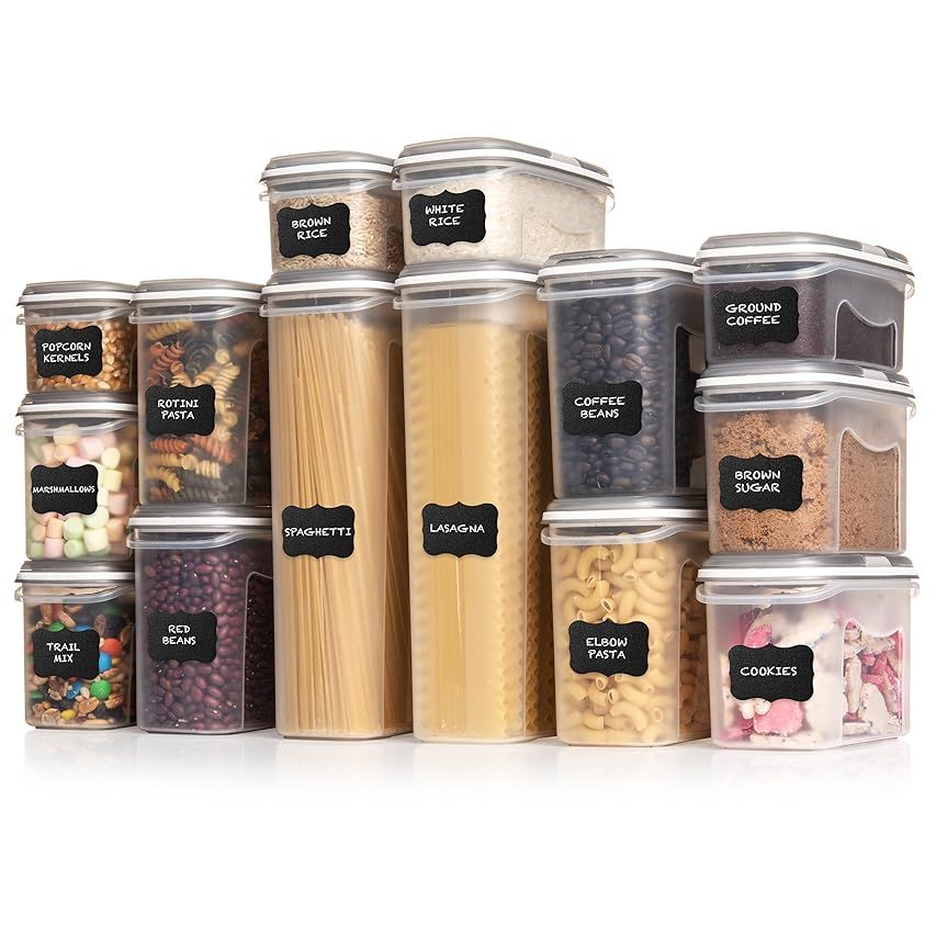Shazo Airtight Container Set for Food Storage - 12 PC Set + Measuring Cup + 18 Labels & Marker - Str | Amazon (US)